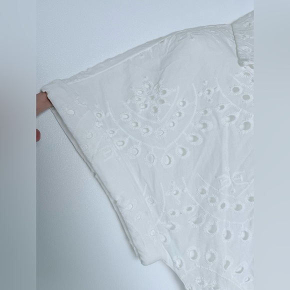 Sam Edelman Ivory White Eyelet Collared Maxi Dress Women size 6 lined Wedding - Picture 7 of 14